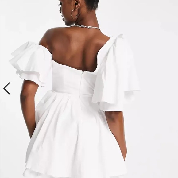 ASOS Luxe One Shoulder Puff Mini Dress - Picture 2 of 2